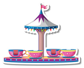 Wall Mural - Sticker template with Carousel rides at fun fair isolated