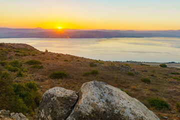 Wall Mural - Sunset view of Sea of Galilee from the Golan Heights