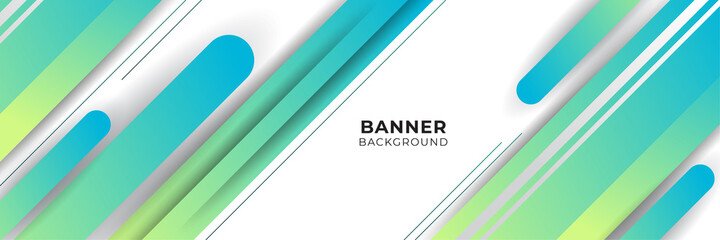 Blue digital technology banner background design template with gradient blue green yellow color.