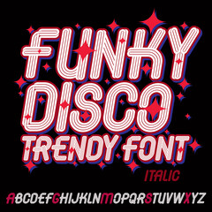 Poster - Vector funky cursive capital alphabet letters collection with parallel lines, can be used for logo creation in entertainment business