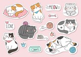 Fototapeta Fototapety na ścianę do pokoju dziecięcego - Draw collection stickers funny cats Doodle cartoon style