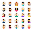 Big set of user avatar. Male and female faces. User pic, face icons for representing person in game, Internet forum, account. Unknown or anonymous person. People avatar profile icons. Flat style.