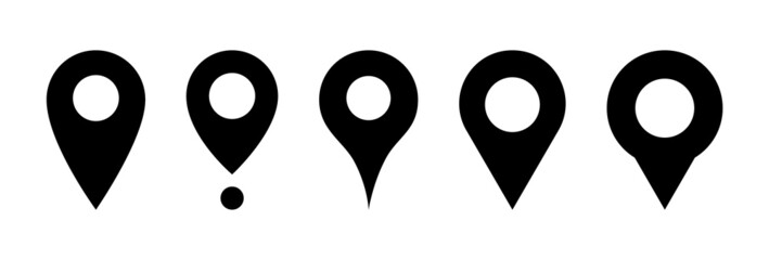 Poster - Set of map pointer icons. GPS location pointers and navigation pins. Target symbols. Vector illustration.