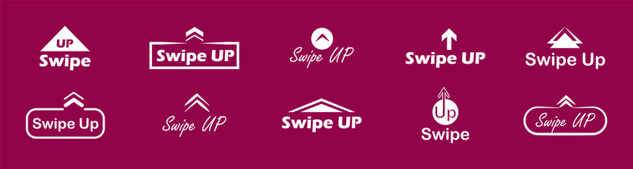 Aufkleber - Swipe up button set. Arrow up buttons for social media stories. Scroll or swipe up for advertising and marketing in social media. Vector illustration.
