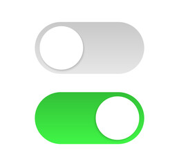 Poster - On and Off toggle switch. Slider buttons. Buttons Toggle for user interface. Button mockup for modern devices. Vector illustration.