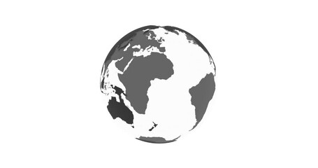 Wall Mural - Globe icon with smooth shadows and white map of the continents of the world. loop 3d animation