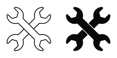 Wall Mural - repair icon. two crossed wrenches. black service icon. vector illustration.