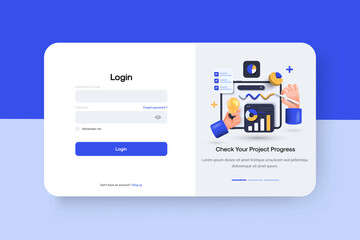 Modern 3d illustration of Data Analysis login page
