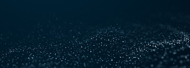 Aufkleber - Abstract blue background of points. Falling cyber particles. Big data stream. 3d rendering