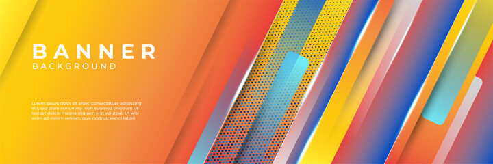 Blue and orang abstract modern banner background