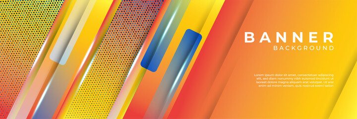 Blue and orang abstract modern banner background
