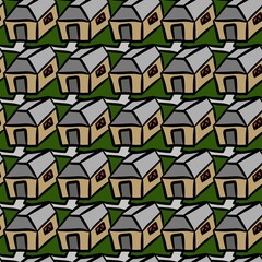  seamless pattern of home and city cartoon