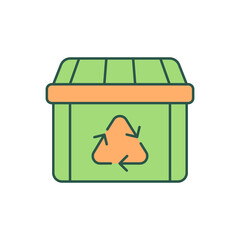 Poster - Garbage container RGB color icon. Recyclable and reusable waste materials. Garbage collection. Trash management and treatment. Isolated vector illustration. Simple filled line drawing