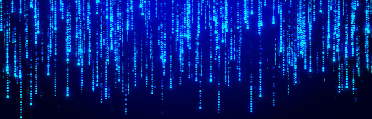Aufkleber - cyberspace with blue digital falling lines. geometric flow in cyberspace. high speed. big data conne