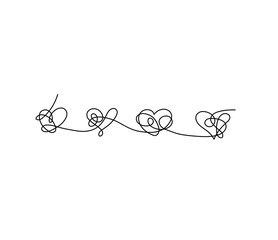 Wall Mural - Vector isolated single line art drawn bts hearts tattoo, print, pattern, poster, graphic art