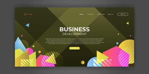 Landing page template with abstract banner background for business