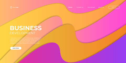 Landing page vector template. Abstract modern background with liquid fluid color shapes. Minimalistic template for websites, apps