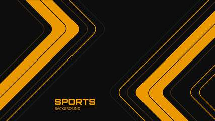 Wall Mural - Black abstract sports background with yelloy and gray lines, arrows and angles. Dark modern sporty bright futuristic abstract background. Wide vector illustration EPS10.