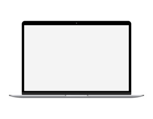 Notebook with empty gray display silver frame mockup	