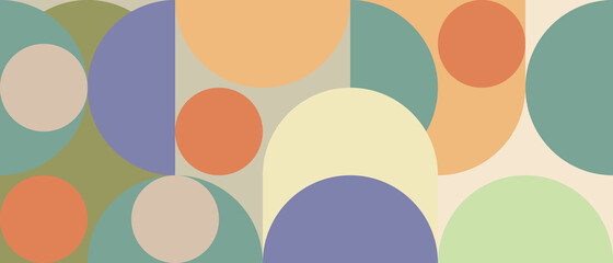 Wall Mural - trendy vector abstract geometric background with circles in retro scandinavian style. graphic patter