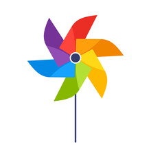 Rainbow Pinwheel Icon. Clipart Image Isolated On White Background