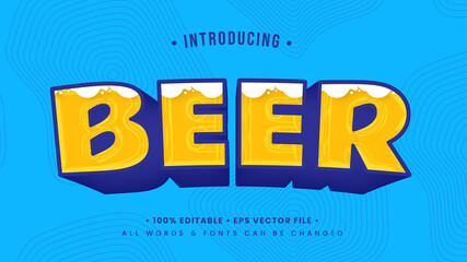 Poster - Beer Playful 3d Text Style Effect. Editable illustrator text style.