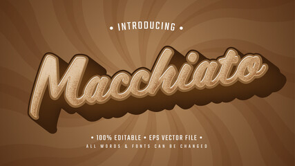 Poster - Macchiato Coffee Cafe 3d Text Style Effect. Editable illustrator text style.