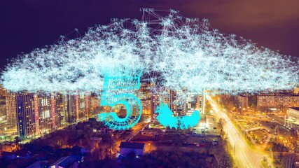 Poster - smart city and communication network concept. 5g. iot internet of things . telecommunication.