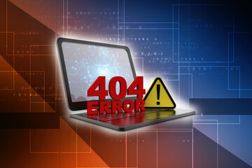 Poster - 3d rendering 404 error laptop
