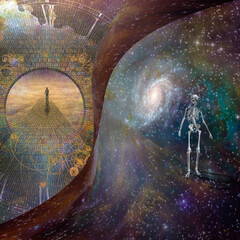 Wall Mural - skeleton in space