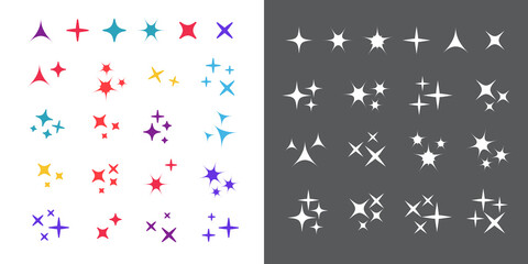 Wall Mural - sparkles line icons. black sparkles symbols vector