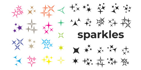 Wall Mural - icon sparkle line. bright firework, decoration twinkle, shiny flash