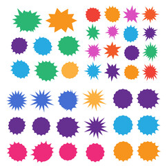 Wall Mural - Starburst explosion comic shapes vector. Speech boom bubbles
