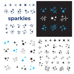 Wall Mural - black sparkles, glowing light effect stars. sparkles vector