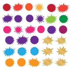 Wall Mural - Set of vector starburst, sunburst badges. Starburst isolated icons set