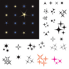 Wall Mural - black sparkles, glowing light effect stars. sparkles vector