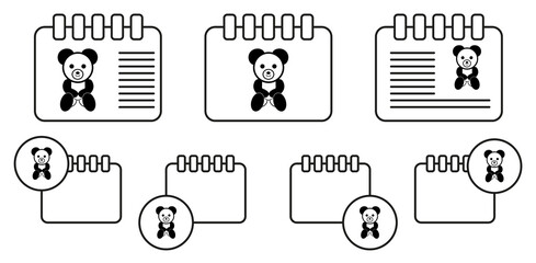 Poster - Teddy bear plush toy vector icon in calender set illustration for ui and ux, website or mobile application