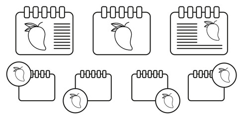 Poster - Mango vector icon in calender set illustration for ui and ux, website or mobile application