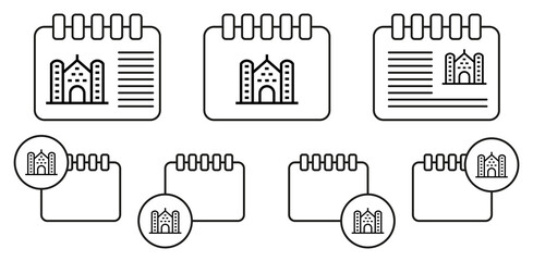Poster - Building vector icon in calender set illustration for ui and ux, website or mobile application