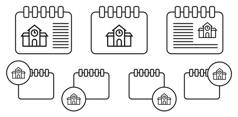 Poster - Clock, building vector icon in calender set illustration for ui and ux, website or mobile application