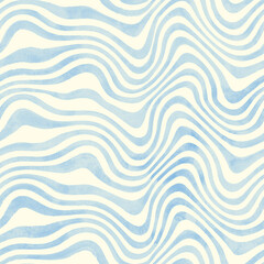 Abstract trendy wavy striped watercolor seamless pattern