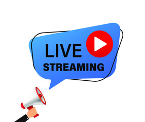 Aufkleber - Live streaming, megaphone on speech bubble. Can be used for business concept. Vector stock illustration.