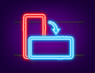 Poster - Rotate smartphone isolated icon. Neon icon. Device rotation symbol. Turn your device. Vector illustration