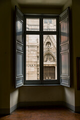 Canvas Print - Tha facade if the Duomo from window, Naples Cathedral