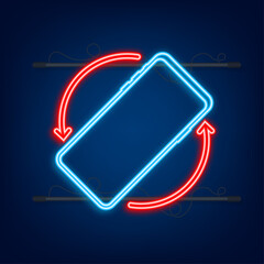 Canvas Print - Rotate smartphone isolated icon. Neon icon. Device rotation symbol. Turn your device. Vector illustration