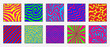 Set of Cool Trendy 90s Patterns Vector Design. Colorful Bright Backgrounds Retro Design.