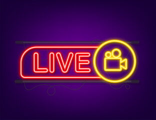 Aufkleber - Live streaming logo. Neon icon. Stream interface. Vector stock illustration