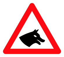 Dog Warning Vector Illustration. A Flat Illustration Design Used For Dog Warning Icon, On A White Background.