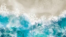 Abstract Beach And Ocean Wave Art Painting Background Alcohol Ink Technique