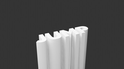 Poster - Jump text background in monochrome theme. 3D illustration in dark background with copy space